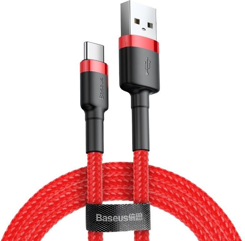 Baseus Cafule kábel USB na USB-C 3A, 0,5m, červeno-čierny